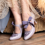 Laurel Beaded Edwardian Shoes (Dusty Lilac)