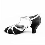 Lilith Vintage Flapper T-Straps Wide (Black/Silver)