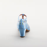 Daisy Embroidered T-Straps (Blue)