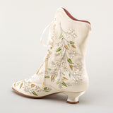 Flora Embroidered Boots (Ivory)