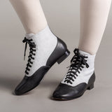 Larkspur Wool/Leather Lace-Up Boots (Grey/Black)