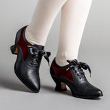 Lucille Edwardian Oxfords (Black/Burgundy)